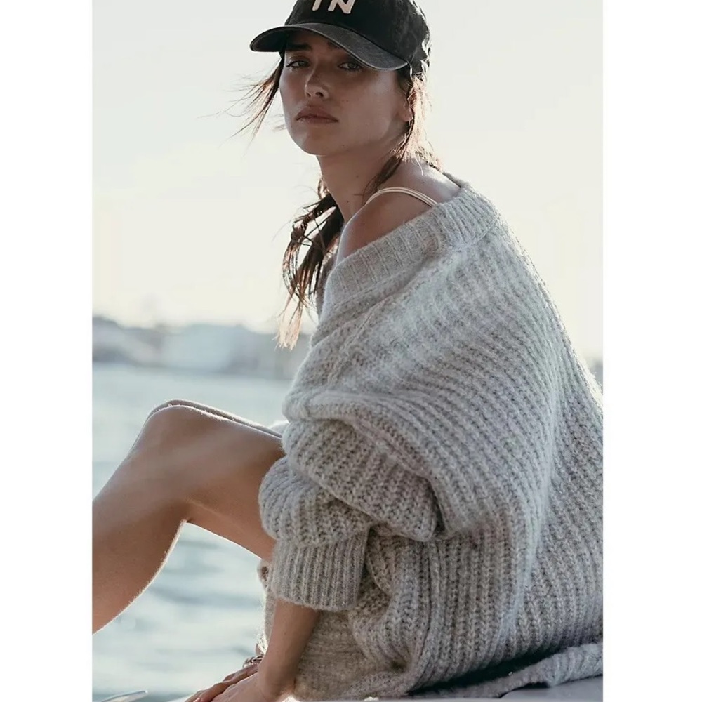 Free People Blue Bell Chunky Oversized Sweater